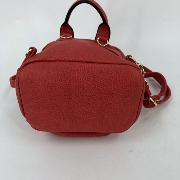 Steve Madden Convertible Gold Studded Red Mini Backpack Shoulder Bag - Picture 10 of 15